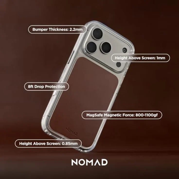 Nomad Clear Leather Case - rustic brown (Horween) für iPhone 18 Pro Max/17 Pro Max, transparentes Design mit echtem Horween-Leder und minimal behandelter Oberfläche. – Bild 7