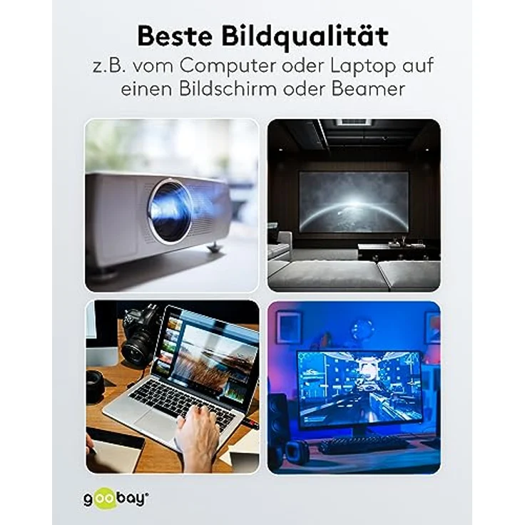goobay 64865 - DisplayPort Kabel 2.1 / 8K Auflösung bei 60Hz / Verbindungskabel geeignet für Gaming PCs / PS5 / geschirmt / 5M – Bild 5