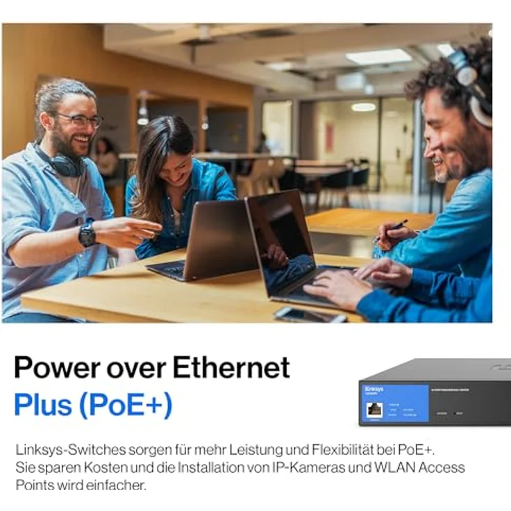 Linksys 24-Port Managed Gigabit-Netzwerk-Switch, 4 1-Gb-Uplink-SFP-Steckplätze, PoE/PoE+, QoS, statisches Routing, VLAN, IGMP, Metallgehäuse, Platzierung auf dem Schreibtisch/an der Wand – LGS328PC – Bild 5
