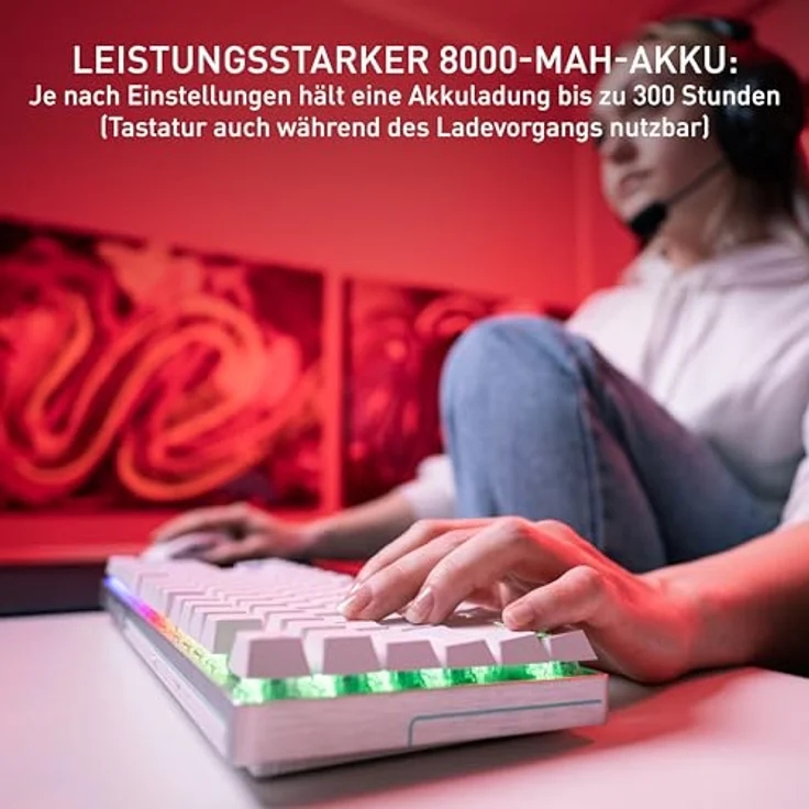 CHERRY XTRFY MX 8.2 Pro TMR, Wireless Gaming-Tastatur mit Tenkeyless Design, CHERRY MK Crystal Switches, 2,4 GHz Funk, Bluetooth und kabelgebunden, PBT-Tastenkappen – Bild 7