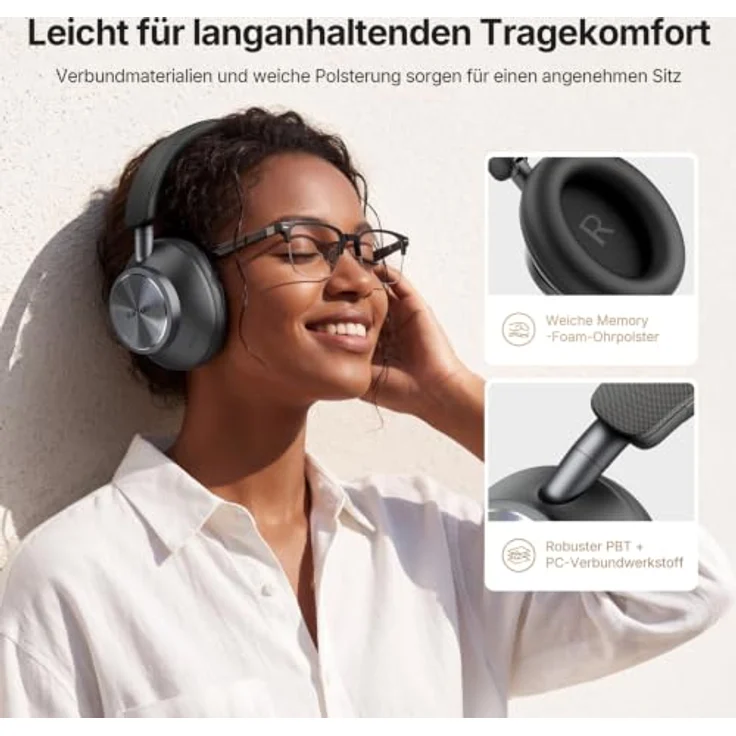 EarFun Wave Pro X, Noise Cancelling Kopfhörer mit Dual-Treiber, aptX Lossless Hi-Res Audio, 90 Std. Akku, 8 KI-Mikrofone, Bluetooth 6.0, Multipoint, App – Bild 5