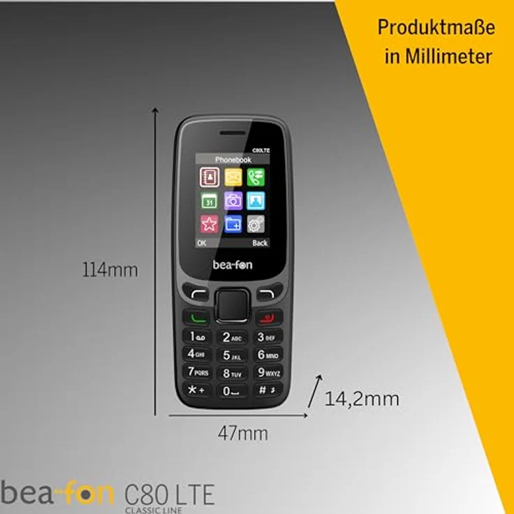 Beafon Bea-Fon C80 4G Black Unlocked, Seniorenhandy mit klarer Design und hochwertigen Funktionen – Bild 6