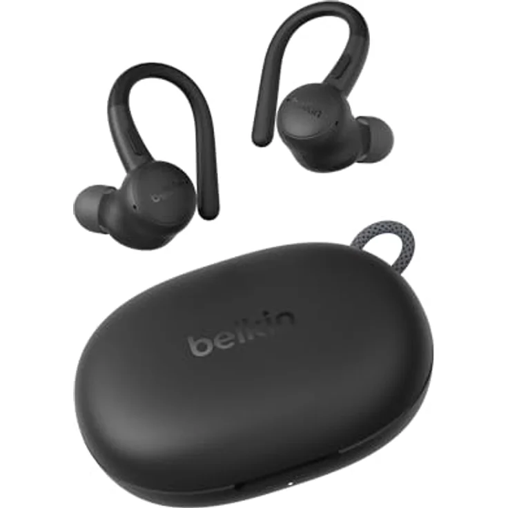 Belkin Activefit Sports In-Ear Kopfhörer AUC016hqBK, kabellos, ANC, 36 h Akkulaufzeit, ergonomisches Design, Schwarz – Bild 1