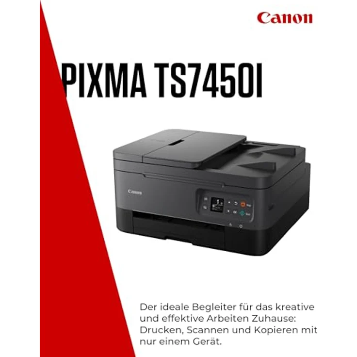 Canon PIXMA TS7450i Multifunktionsdrucker DIN A4 - Farbtintenstrahldrucker schwarz (Scanner, Kopierer, kabelloser Drucker, ADF, WLAN, LCD, 4800 x 1200 DPI) kompatibel mit Drucker ABO PIXMA Print Plan – Bild 2