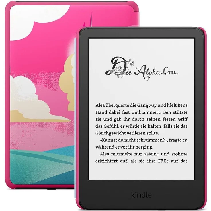 Amazon Kindle Kids, eReader mit 6" blendfreiem Display, 16 GB Speicher, Einhorntal-Design, Mehrfarbig