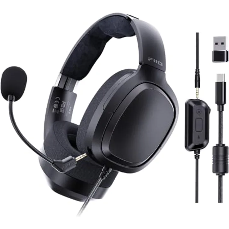 FiiO FG3 Gaming Headset, Dual Dynamic Driver USB Kopfhörer mit abnehmbarem ENC Mikrofon, Virtual 7.1 Surround Sound, Hi-Res DAC, DSP EQ, kompatibel mit PC, PS5, Xbox & Switch