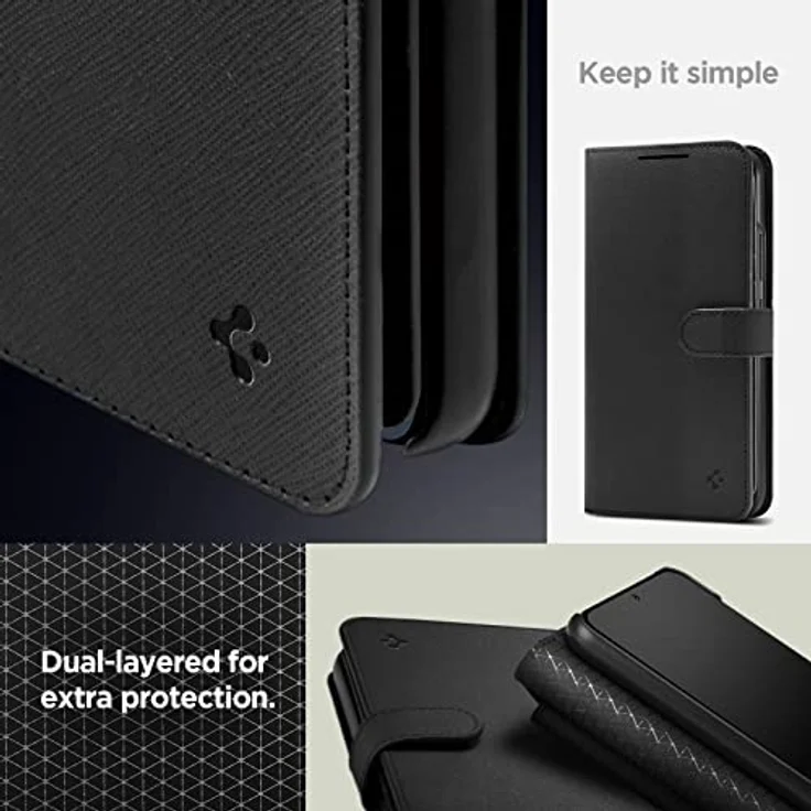 Spigen Wallet S Plus Hülle Kompatibel mit Samsung Galaxy A54 5G Leder Klapphülle Kartenfach für 9 Karten Stoßfest Schutzhülle - Schwarz – Bild 3