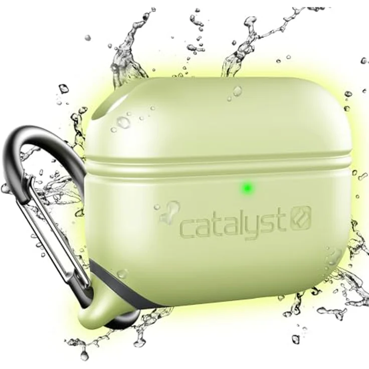 Catalyst Wasserdichtes Special Edition Case für AirPods Pro (1. und 2. Generation), IP67 Schutz, einteiliges Design, hohe Fallschutzeigenschaften, Soft-Touch, Glow in The Dark, mit Karabiner – Bild 1