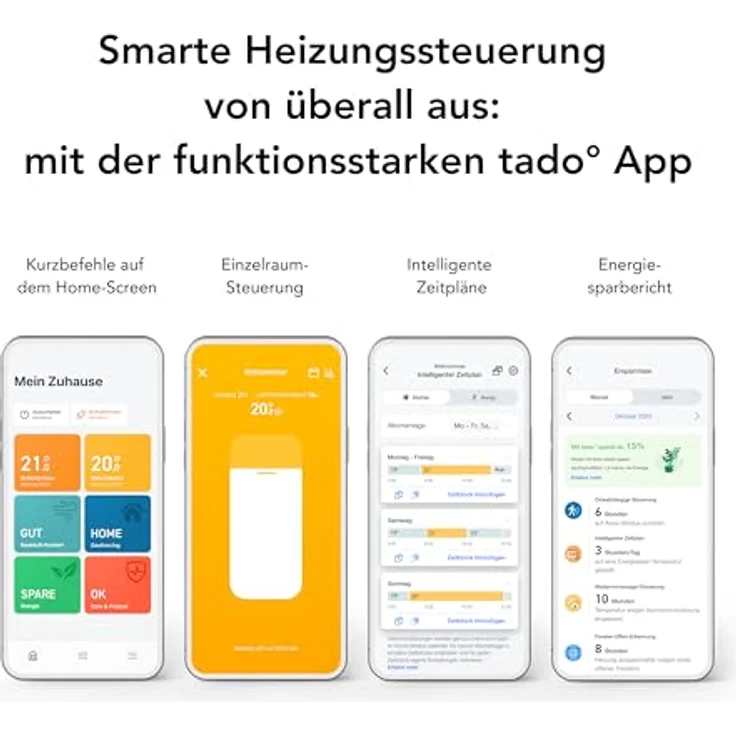 tado Smartes Heizkörperthermostat X, Heizungssteuerung per App und Smart Speaker (Alexa, Siri, Google Assistant), Energieeinsparung bis zu 55%, DIY Installation – Bild 2