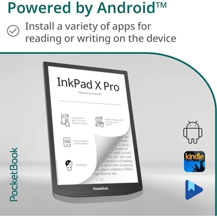 PocketBook e-Book Reader 'InkPad X Pro' (deutsche Version) 32 GB Speicher, 26,2 cm (10,3 Zoll) E-Ink Mobius Display - Mist Grey – Bild 3