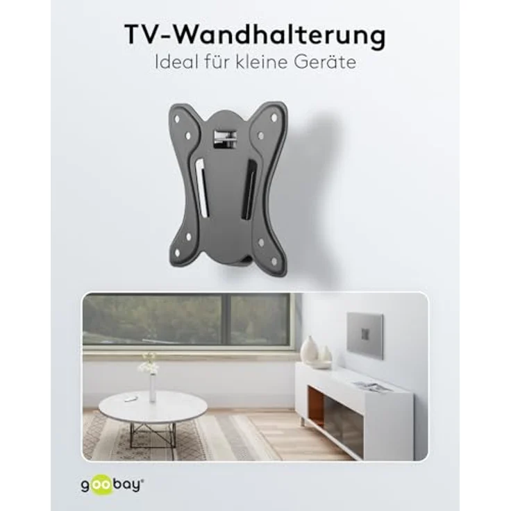 Goobay Fixed Wall Mount S, TV-Halterung für Fernseher von 23 bis 42 Zoll, schwarz – Bild 3