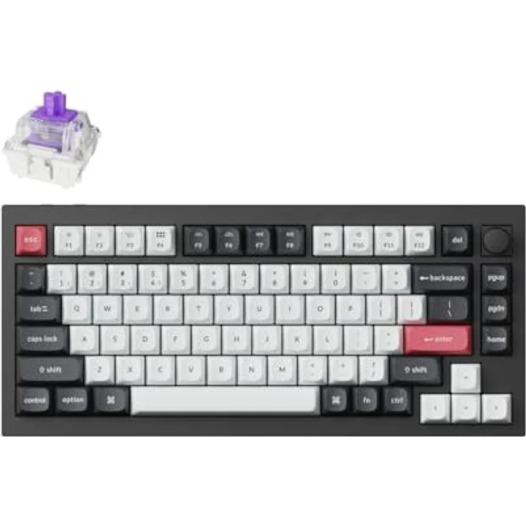 Keychron Q1 HE Kabellose Mechanische Tastatur mit Hall Effect Gateron Double-Rail Magnetic Switch Nebula, Rapid Trigger, QMK 2.4 GHz Bluetooth RGB Kompatibel mit Mac Windows Linux - Schwarz, von Keychron – Bild 1