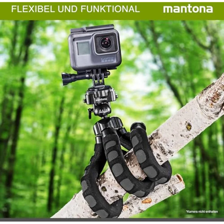 Mantona kaleido Flex leichtes Flex Stativ (mit hochwertigem 360° Kugelkopf, geeignet für Digital und Videokameras, Smartphones und Action Cams) deep grey – Bild 3