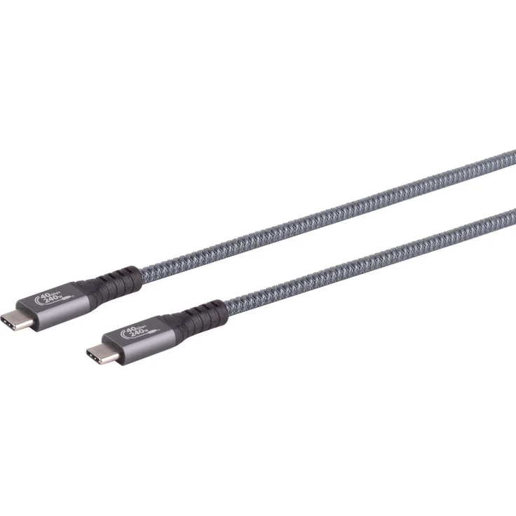 ShiverPeaks USB4 Typ-C Kabel 1,5 m, 240W PRO, Grau, geflochten, max. 40 Gbit/s Datenübertragungsrate