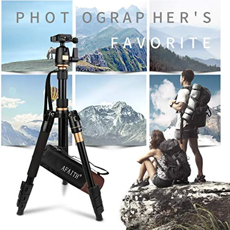 AFAITH Professional Stativ Tragbare Magnesium-Aluminiumlegierung Stativ Monopod & Kugelkopf SLR-Kamera SLR Kamera Canon Nikon Pentax Sony Tripod Q-555 AF001 – Bild 8