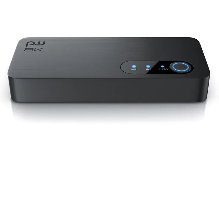 Primewire Audio / Video Matrix-Switch, 2-Port HDMI Splitter, 8K Aluminium HDMI Switch 2 in 1 Out UHD, schwarz