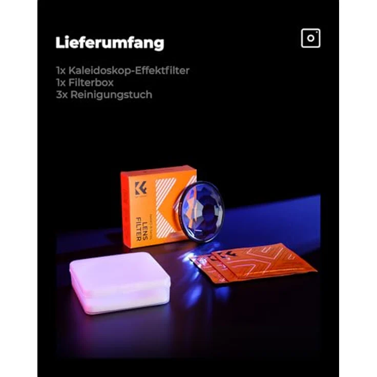 K&F Concept 72mm Kaleidoscope Effect Filter, Objektivfilter mit drei Mikrofasertüchern zur Reinigung – Bild 7