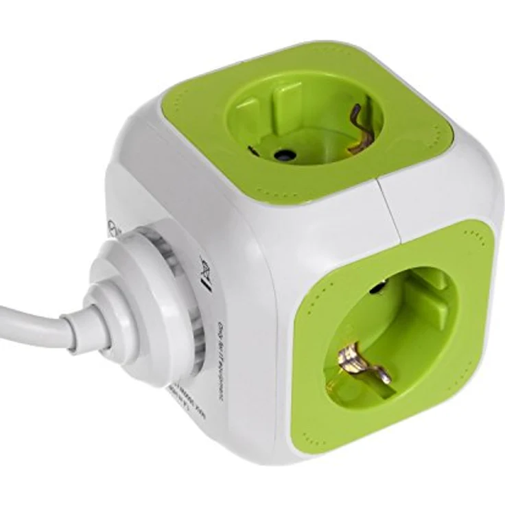 Green Blue GB118G MagicCube 4-fach Steckdosenwürfel mit 2 USB-Anschlüssen Ladegerät Mehrfachsteckdose mit Kinderschutz 1,4m (1) – Bild 3