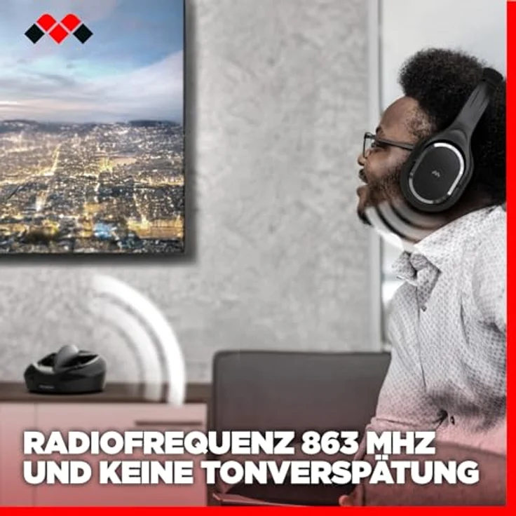 MELICONI HP600 PRO Funkkopfhörer Kabellos mit Ladestation bis zu 100 Meter Reichweite Automatische Frequenzsuche TOSLINK – Bild 3