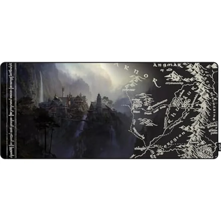 Lexip XXL-Mauspad Der Herr der Ringe Rivendell Edition, Neopren, 90 x 40 cm, mikrotexturierte Oberfläche, Karte von Mittelerde