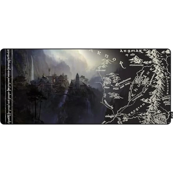 Lexip XXL-Mauspad Der Herr der Ringe Rivendell Edition, Neopren, 90 x 40 cm, mikrotexturierte Oberfläche, Karte von Mittelerde – Bild 1