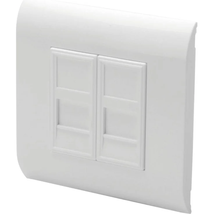Digitus DN-93802 Keystone-Halterung 2-fach, Anschlussdose mit integrierten Staubschutzklappen, weiß – Bild 1