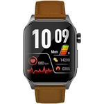 Knauermann PRO 3 (2024) Schwarz - Gesundheitsuhr Smartwatch mit Telefoniefunktion - EKG + HRV und SOS Funktion - AMOLED Display- BT Bluetooth - Schlafapnoe - Echtlederband Braun, 14-24