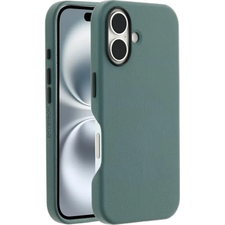 OtterBox Symmetry Series Cactus Leather MagSafe Hülle für iPhone 16, stoßfest, sturzsicher, dünne Schutzhülle, 3X getestet nach Militärstandard, Grün – Bild 1