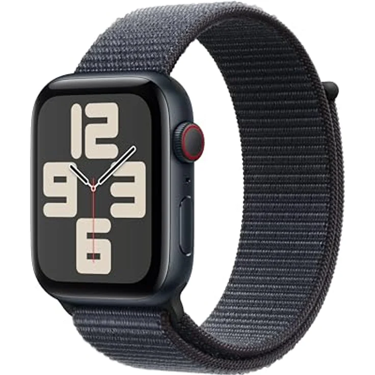 Apple Watch SE GPS + Cellular 44mm Aluminiumgehäuse Mitternacht mit Sport Loop Tinte - Fitness und Schlaftracker, Unfallerkennung, CO₂ neutral – Bild 1