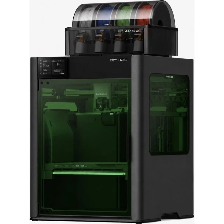 Bambu Lab H2C Laser Full Combo, 3D-Drucker mit AMS 2 Pro, Lasermodul 40 W, automatisches Materialmanagement und präzise Kalibrierung