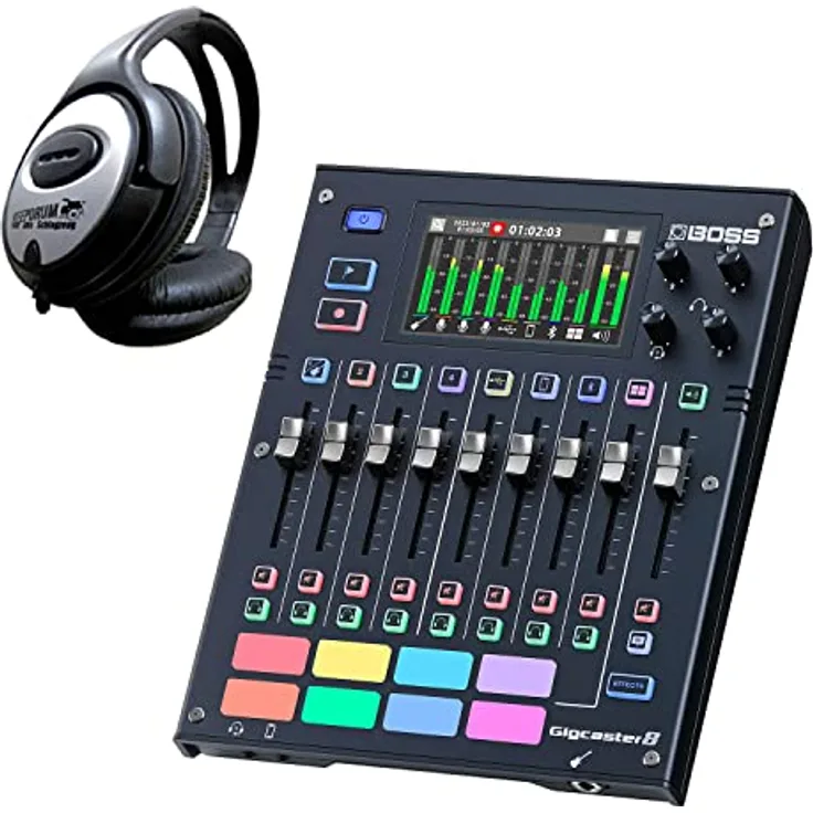 Boss GCS-8 Gigcaster Audio Interface Streaming Mixer Mischpult + keepdrum Kopfhörer