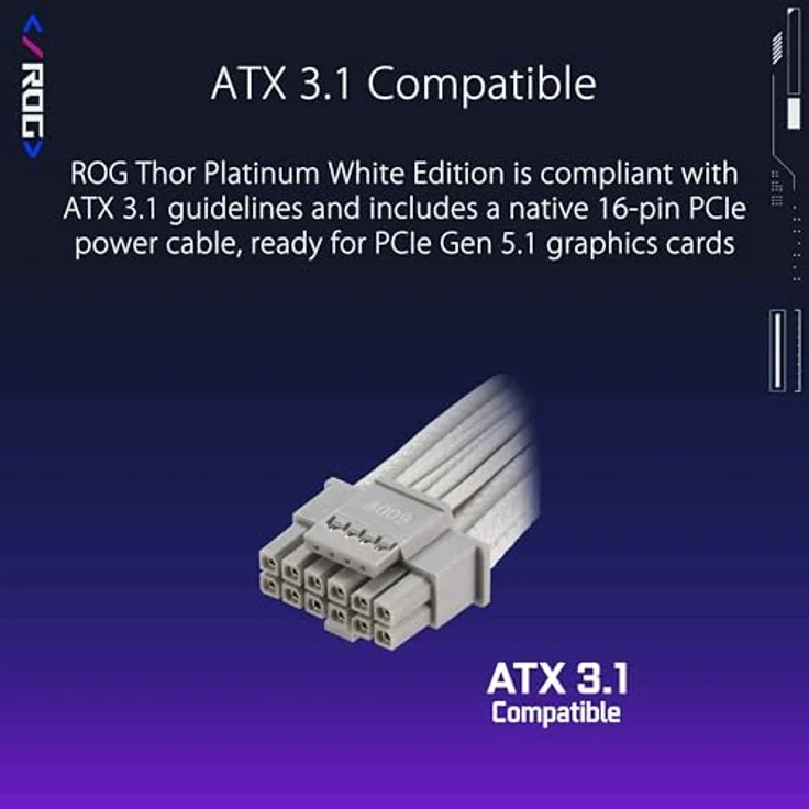 ASUS ROG Thor 1200W Platinum III, PC Netzteil mit 80 PLUS Platinum, vollständig modular, RGB-Beleuchtung, Weiss – Bild 7