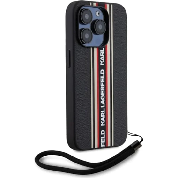 CG MOBILE Saffiano Athleisure Stripes Cord für iPhone 15 Pro Max, Hardcase aus TPU/PC/Öko-Leder, Schwarz – Bild 3
