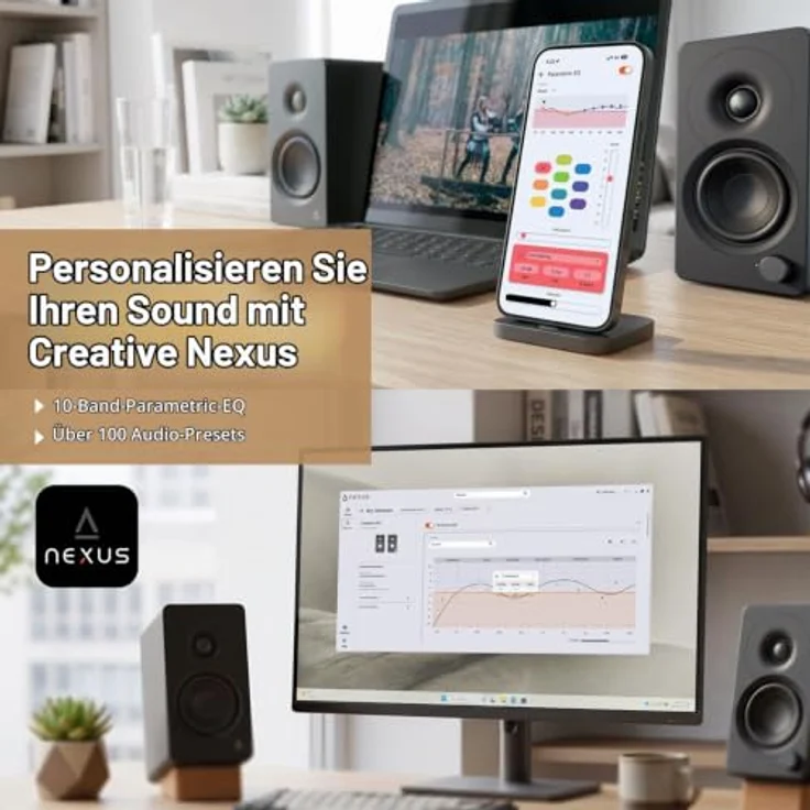 Creative XF-1, Kabelloser Lautsprecher mit Hi-Res Bluetooth 6.0 und 72 Watt Gesamtleistung, Schwarz – Bild 6
