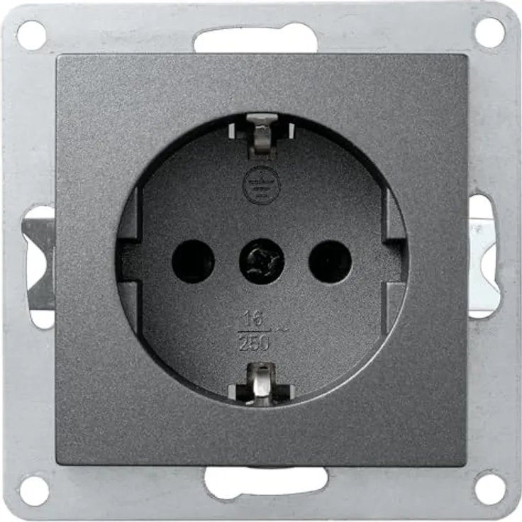 Schutzkontakt-Steckdose McPower ''Flair'', 250V~-16A, UP, Kinderschutz, anthrazit