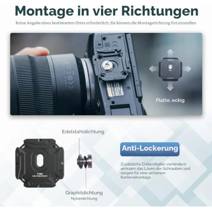 FALCAM F38 Schnellwechselplatten Kit V2, Aluminiumlegierung mit 1/4" & 3/8" Adapter, Anti-Lockerungs-Design, kompatibel mit Arca Swiss für Stative/Eingestative/Stabilisatoren – Bild 3