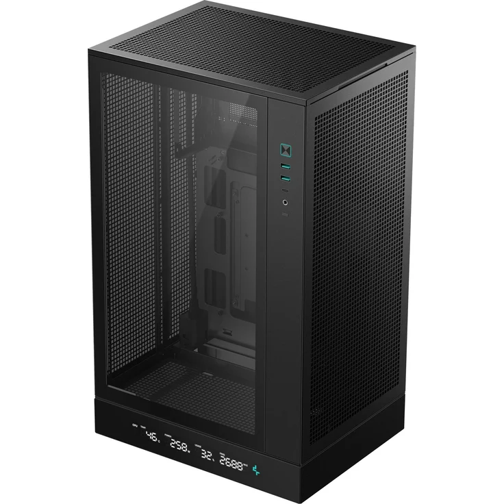 Deepcool CH270 Digital Black, mATX/Mini-ITX PC Gehäuse mit gehärtetem Glas und zwei USB 2.0 Ports