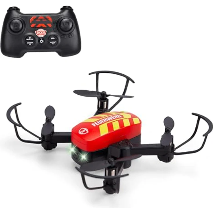 Dickie Toys RC Fire Drone, ferngesteuerte Feuerwehr-Drohne mit Flugstabilisator und LED-Lichtern, inkl. Fernbedienung und Batterien, ab 8 Jahre – Bild 1