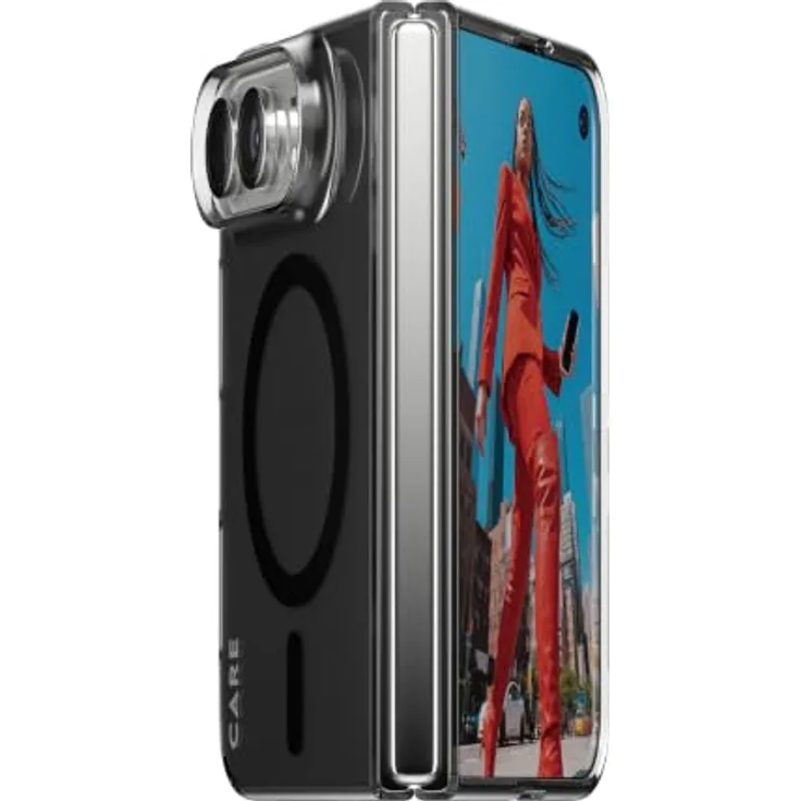 CARE by PanzerGlass Signature Case SLIM, PC/TPU Hülle für Apple iPhone Duo, MagSafe-kompatibel, 1 mm dünn, Smokey Black