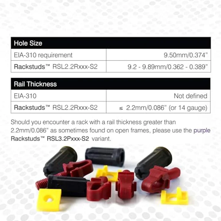 Rackstuds R100 II Serverschrauben für Server-Rack-Schienen 19" - Käfigmutter-Alternative - Rot, 100er-Pack, 2,22 mm/0,086 Zoll – Bild 3