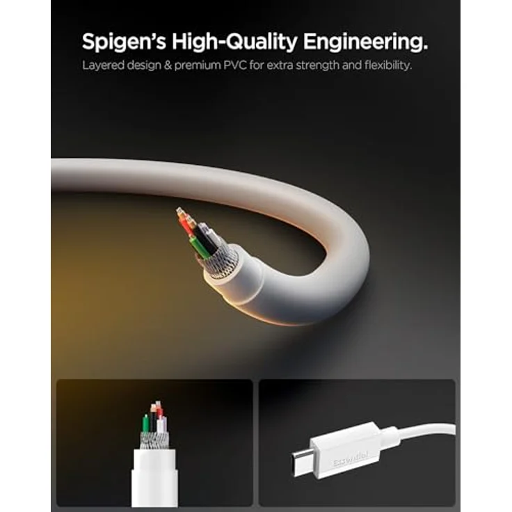 Spigen Essential USB C to USB C 60W Kabel, 1 m, weiß, USB 2.0 – Bild 5