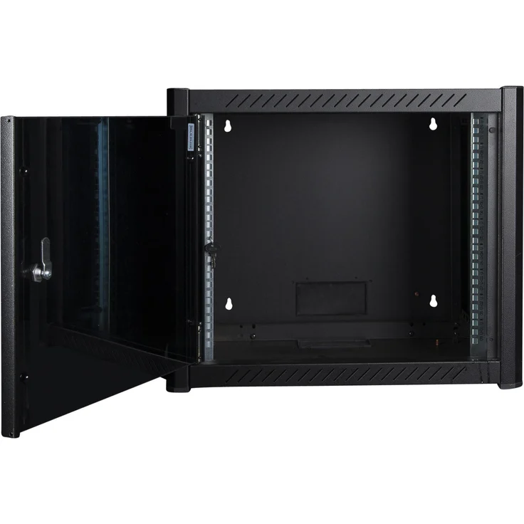 Logon RWP09U56BL Wandrek 9U, 19 Zoll Serverschrank mit Glastür und aktiver/passiver Belüftung, Schwarz