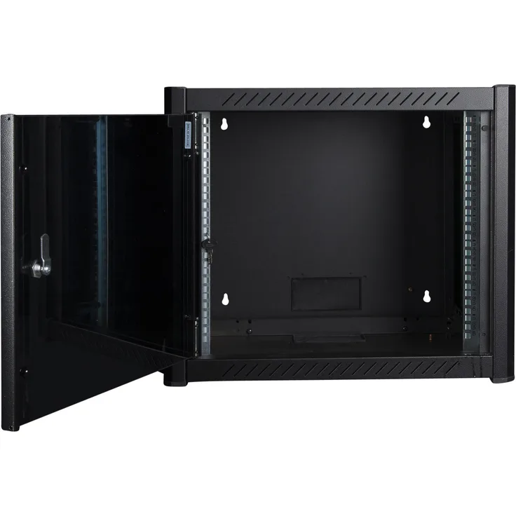 Logon RWP09U56BL Wandrek 9U, 19 Zoll Serverschrank mit Glastür und aktiver/passiver Belüftung, Schwarz
