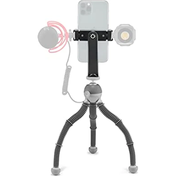 JOBY PodZilla Medium Kit, Flexibles Stativ mit GripTight 360 Handyhalterung, Phone Stativ von den GorillaPod Entwicklern, kompatible mit iPhone, Smartphones, Action Cam, Geräte bis zu 1kg, Grau – Bild 1