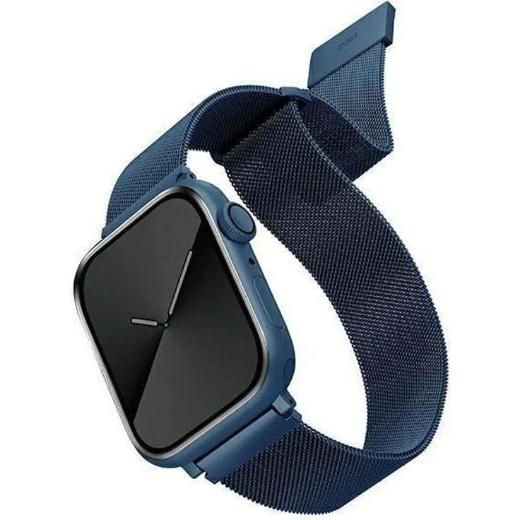 Uniq Unique strap Dante, Uhrenarmband aus Edelstahl für Apple Watch Series 4/5/6/7 (40 mm), Blau, mit Magnetverschluss und anpassbarer Länge