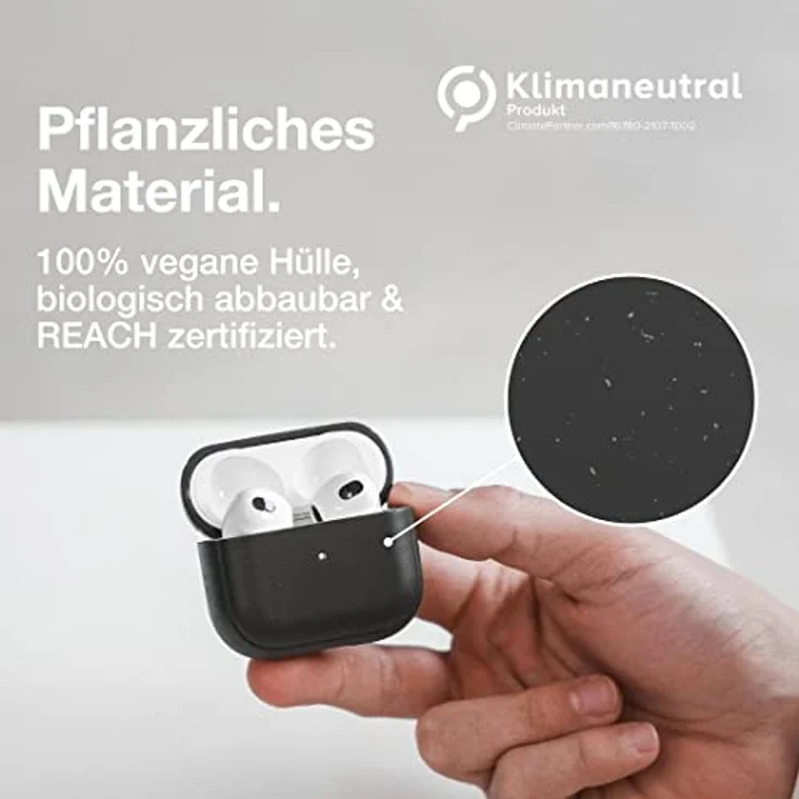 Woodcessories - Nachhaltiges, Antibakterielles AirPods 3 Case Schwarz, AirPods 3 Hülle Schwarz - BioCase Schwarz – Bild 4