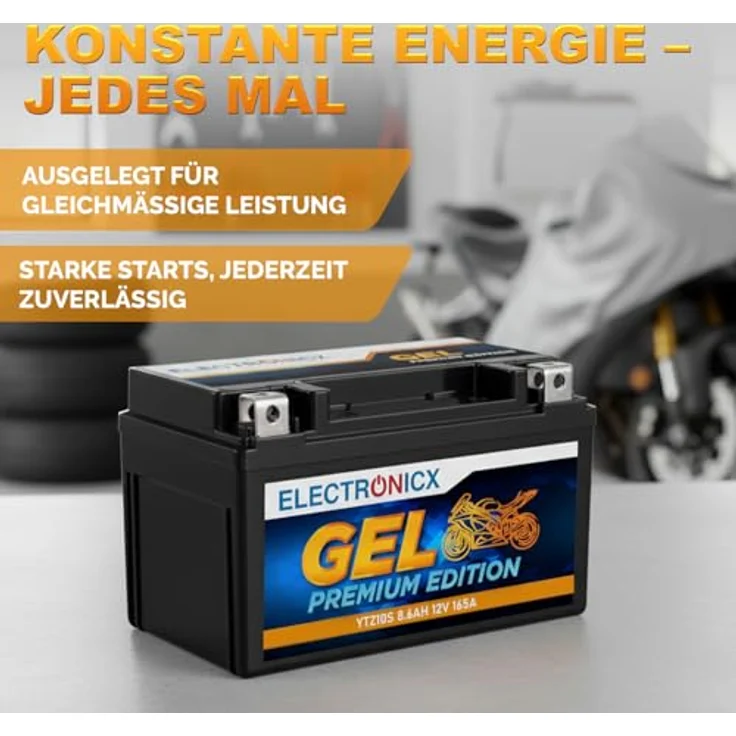 Electronicx YTZ10S GEL-Batterie 9Ah 12V, wartungsfrei, auslaufsicher, vibrationsfest für Motorrad, Roller und Quad – Bild 4