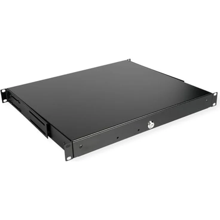 ROLION 19-Zoll Tastatureinschub 1 HE, abschließbar, schwarz, kompatibel mit 19"-Profilschienen – Bild 1