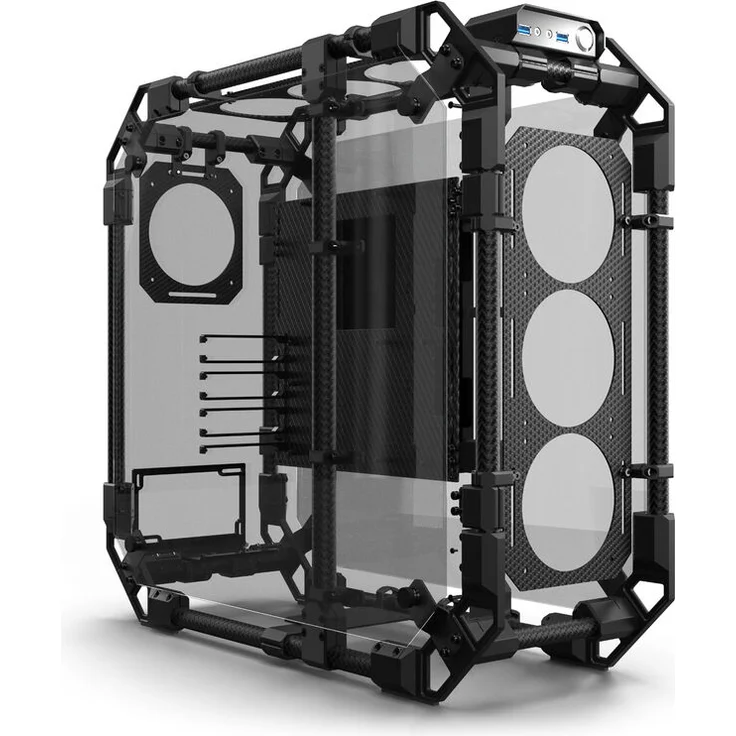 Alphacool Apex Skeleton Gehäuse, Midi-Tower, ATX - Showcase-Gehäuse aus Carbon, für Custom Wasserkühlung - Carbon/schwarz – Bild 1