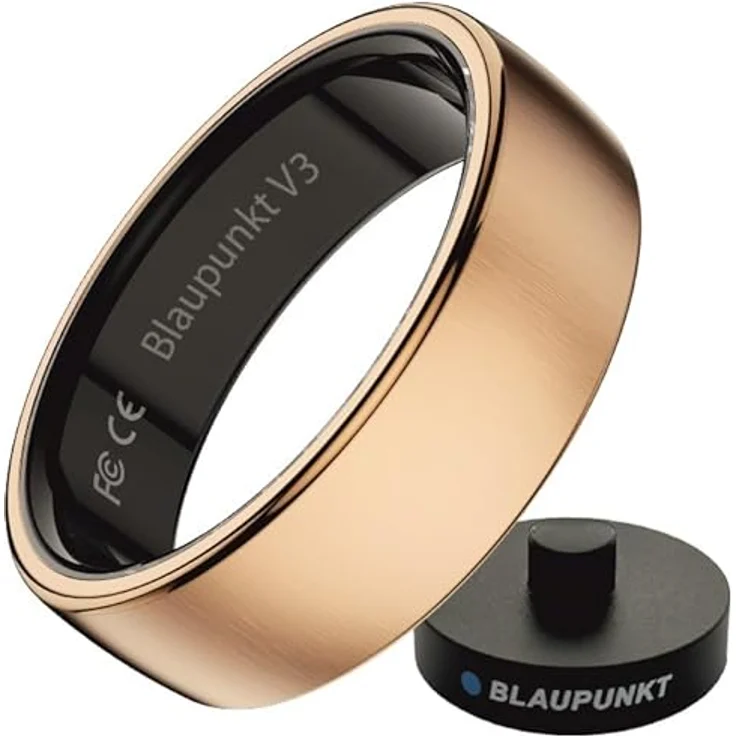 Blaupunkt Smart Ring Pro V3, Titanlegierung, Schritte, Schlaf, Puls, Temperatur, SpO2, HRV, Sport, IP68, Rosegold, Größe 12, für Android und iOS – Bild 1